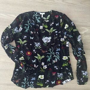 Joie Black Floral Long Sleeve Blouse